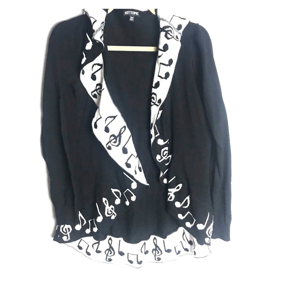 Hot Topic Music Note Cardigan Hoodie 